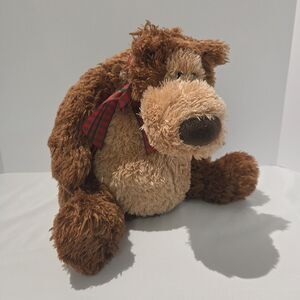 Gund Harley Slouchy Teddy Bear 14" Plush 46129 Plaid Red Green Neck Bow Toy Soft
